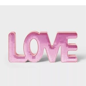 Target Valentine Plastic Pink LOVE Disco Ball Tabletop Decor 5" - Spritz (NEW)